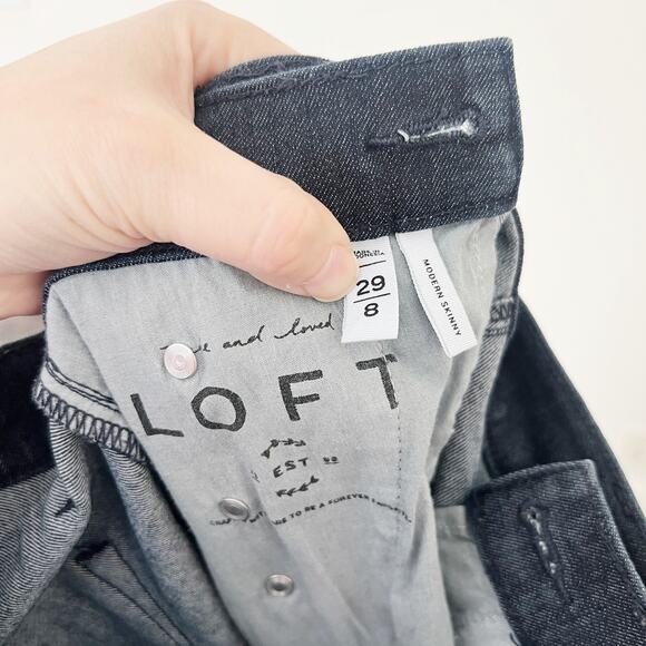 [LOFT] Sailor Style Ankle Modern Skinny Jeans Dark Wash High Rise Stretch Sz 8 - Picture 10 of 11